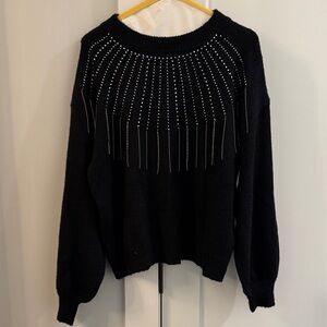 Elegant Black Sweater with Embellishments